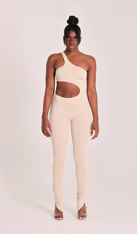 One shoulder online cut out jumpsuit