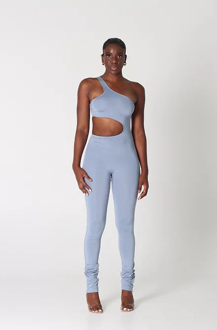 XENA - ASYMMETRIC CUTOUT JUMPSUIT - BLUE